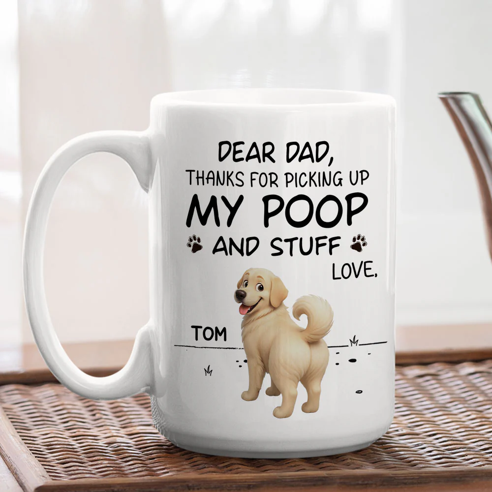 Picking Up My Poop Cartoon - Personalized Custom Coffee Mug - Image 5