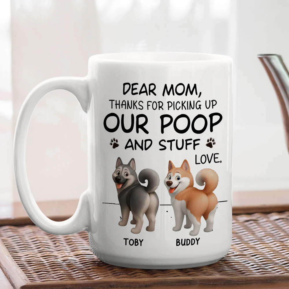 Picking Up My Poop Cartoon - Personalized Custom Coffee Mug - Image 6