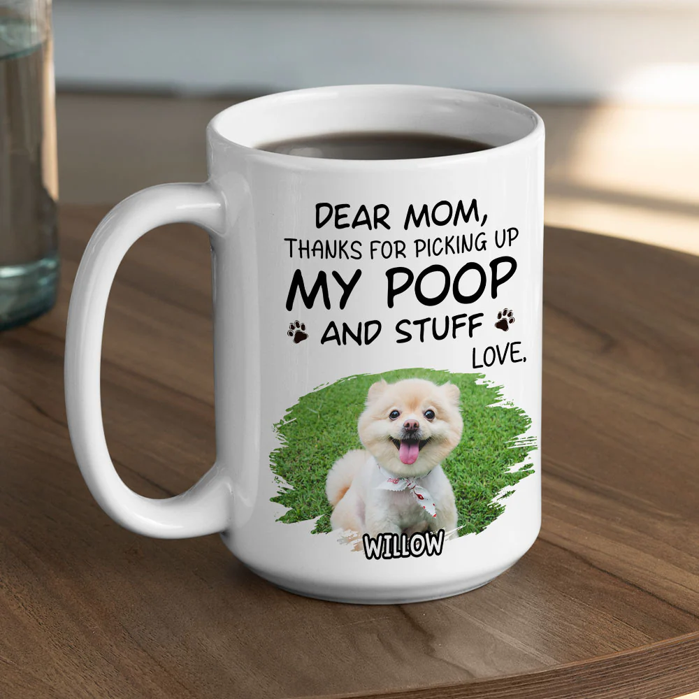 Picking Up My Poop Cartoon Photo - Personalized Custom Coffee Mug - Image 2