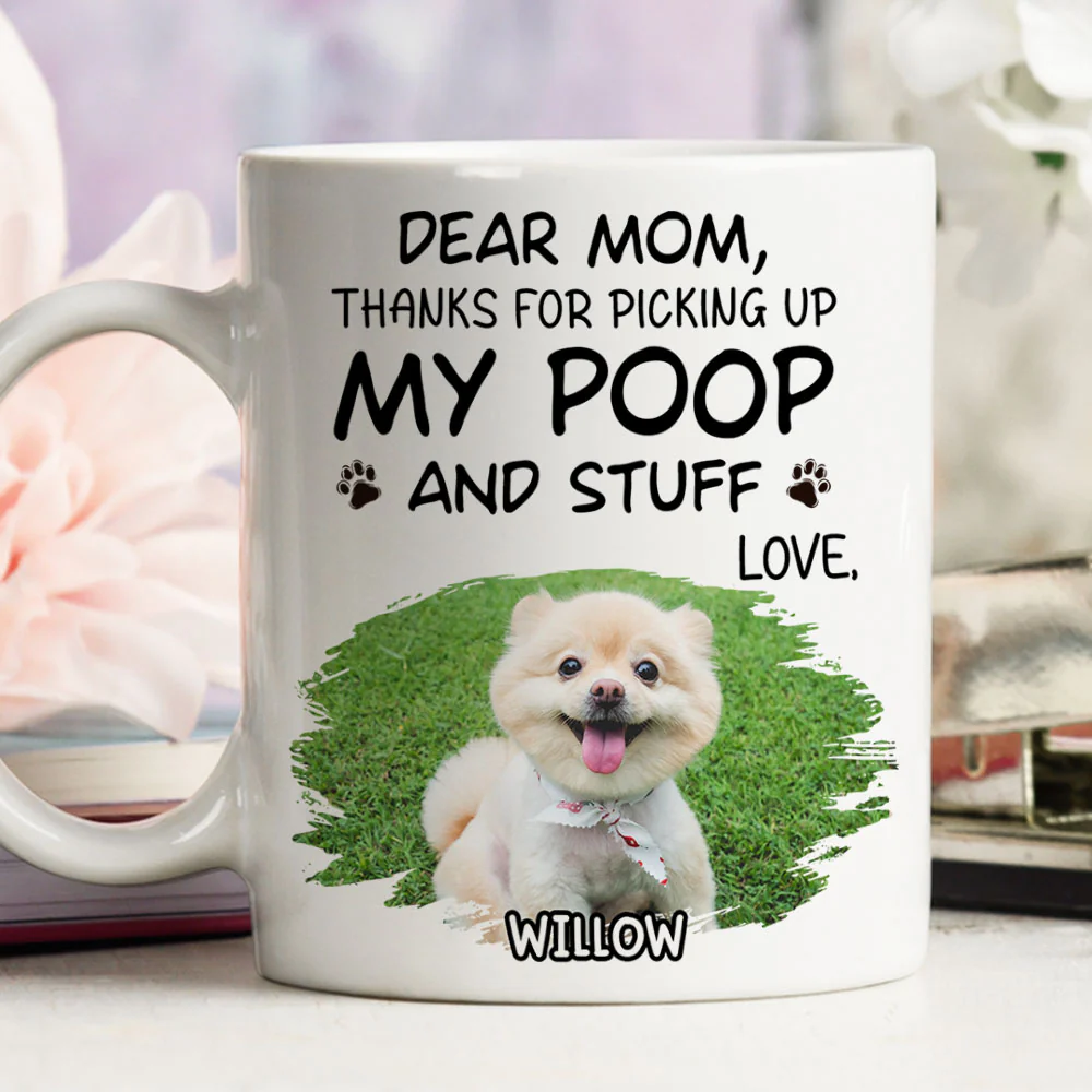Picking Up My Poop Cartoon Photo - Personalized Custom Coffee Mug - Image 3