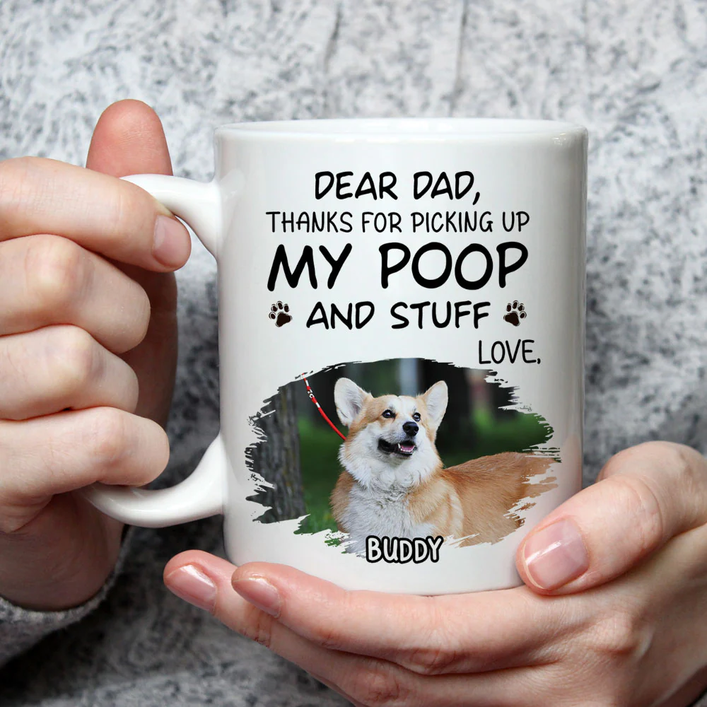 Picking Up My Poop Cartoon Photo - Personalized Custom Coffee Mug - Image 4