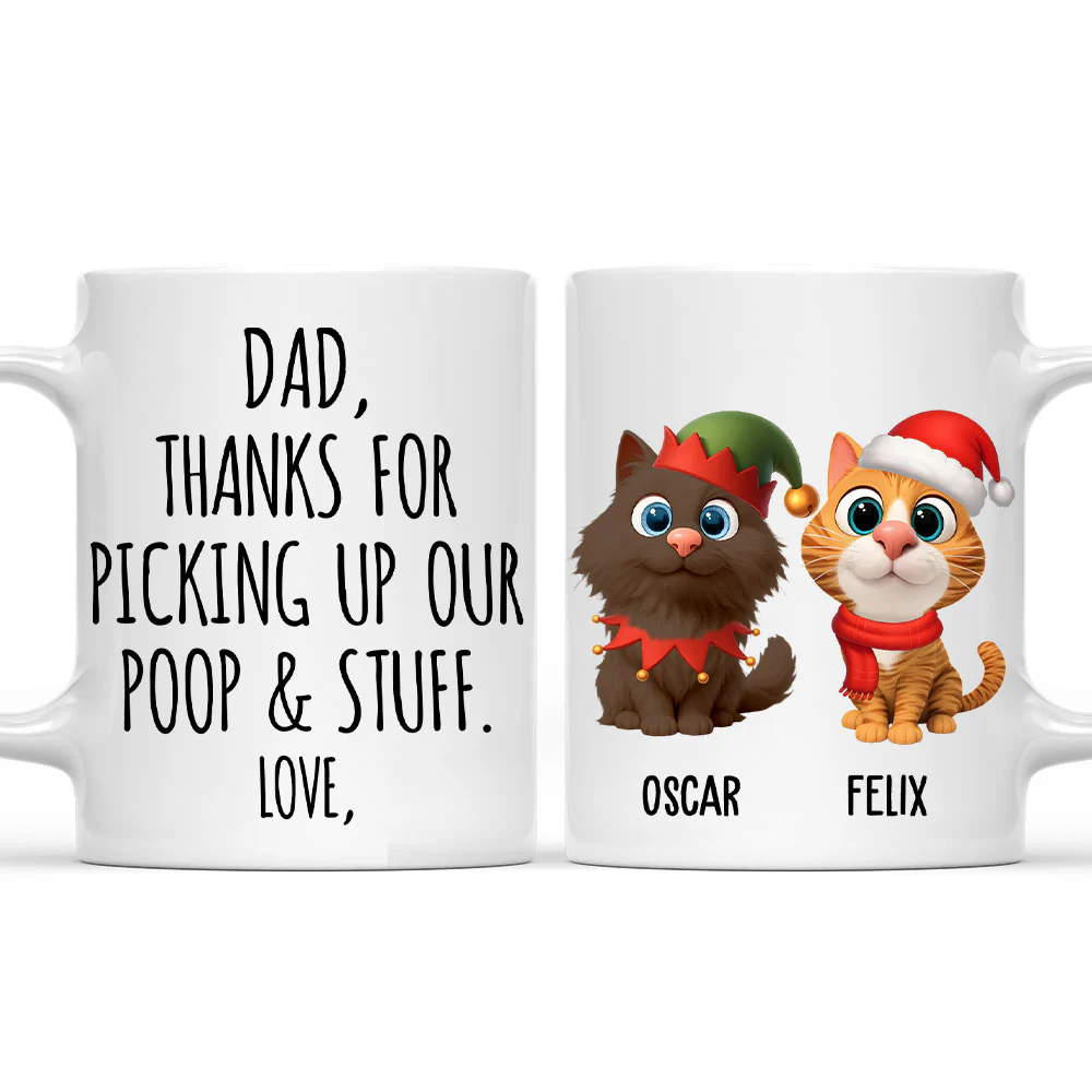 Picking Up Poo In Christmas Ver Cat - Personalized Custom Coffee Mug