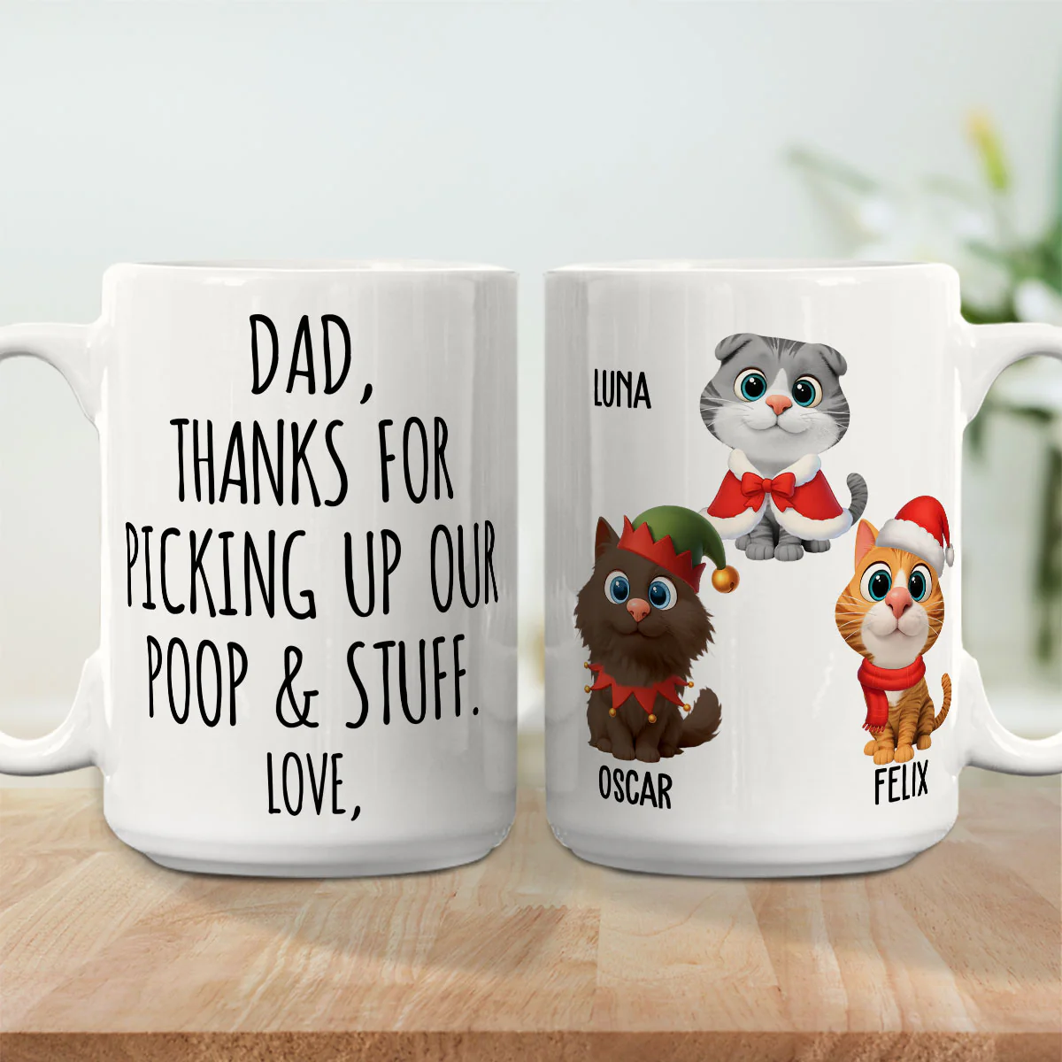 Picking Up Poo In Christmas Ver Cat - Personalized Custom Coffee Mug - Image 5