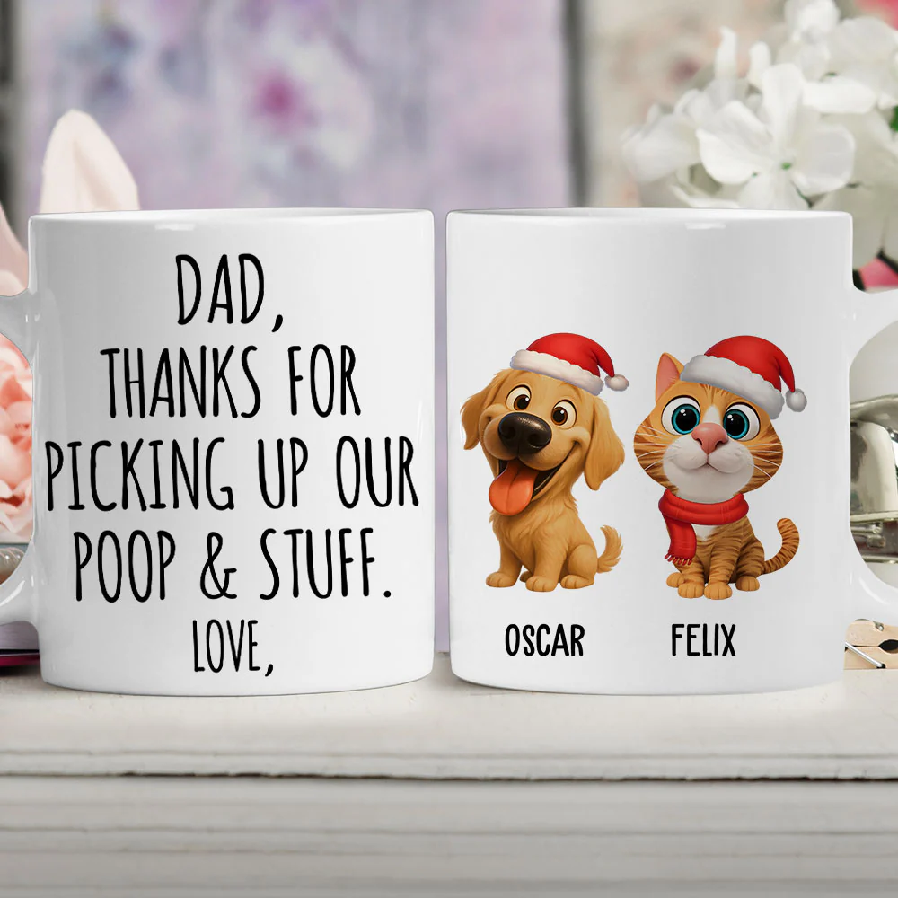 Picking Up Poo In Christmas Ver Pet - Personalized Custom Coffee Mug - Image 3