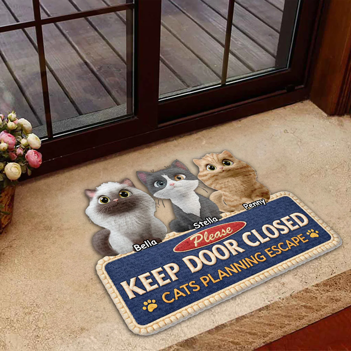 Please Keep Door Closed Because Of Cats - Personalized Custom Doormat - Image 5