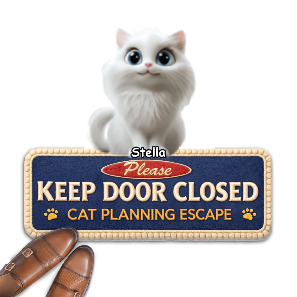 Please Keep Door Closed Because Of Cats - Personalized Custom Doormat - Image 7