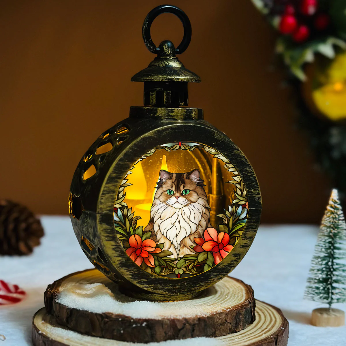 Portrait Lovely Cat - Personalized Custom Christmas Lantern - Image 5