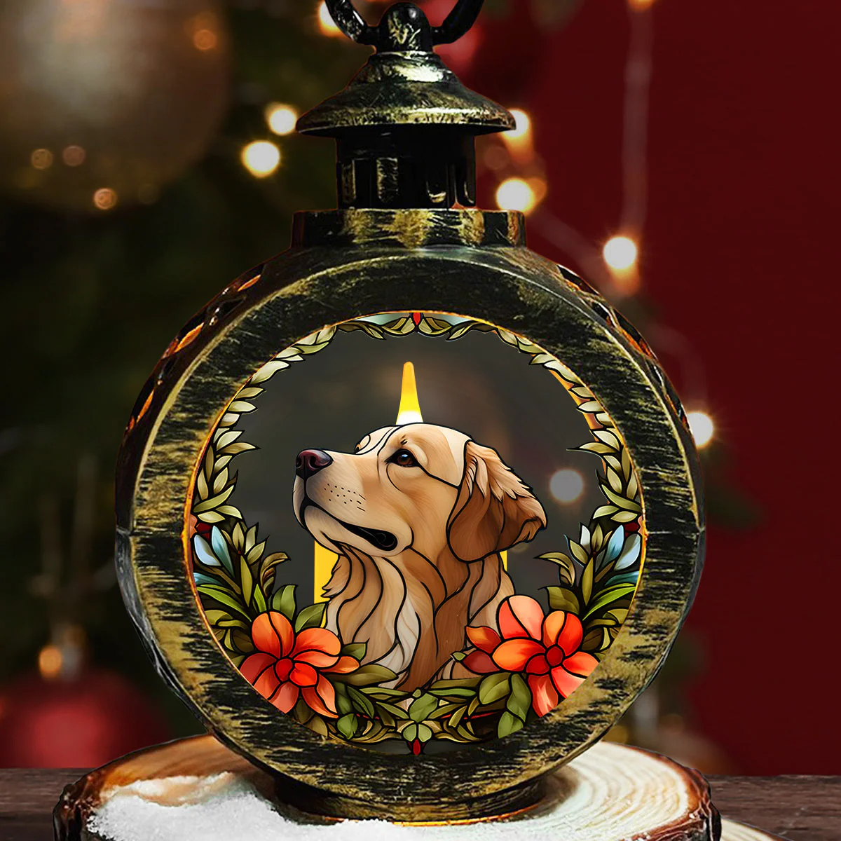 Portrait Lovely Dog - Personalized Custom Christmas Lantern
