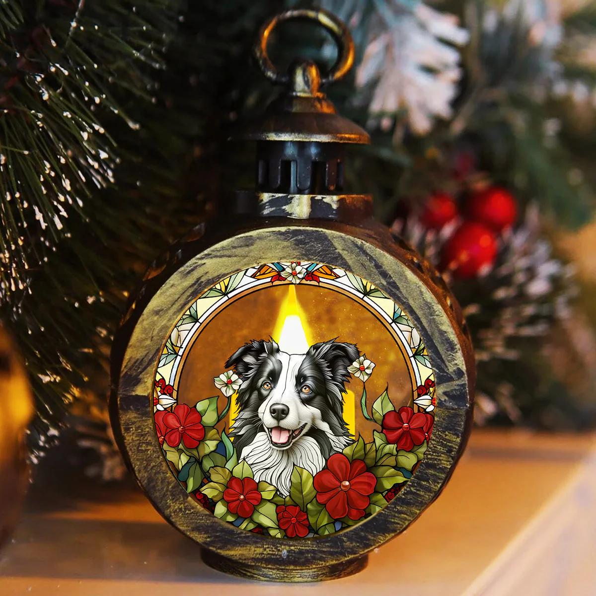 Portrait Lovely Dog - Personalized Custom Christmas Lantern - Image 4
