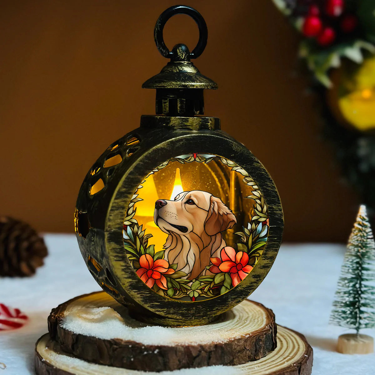 Portrait Lovely Dog - Personalized Custom Christmas Lantern - Image 7