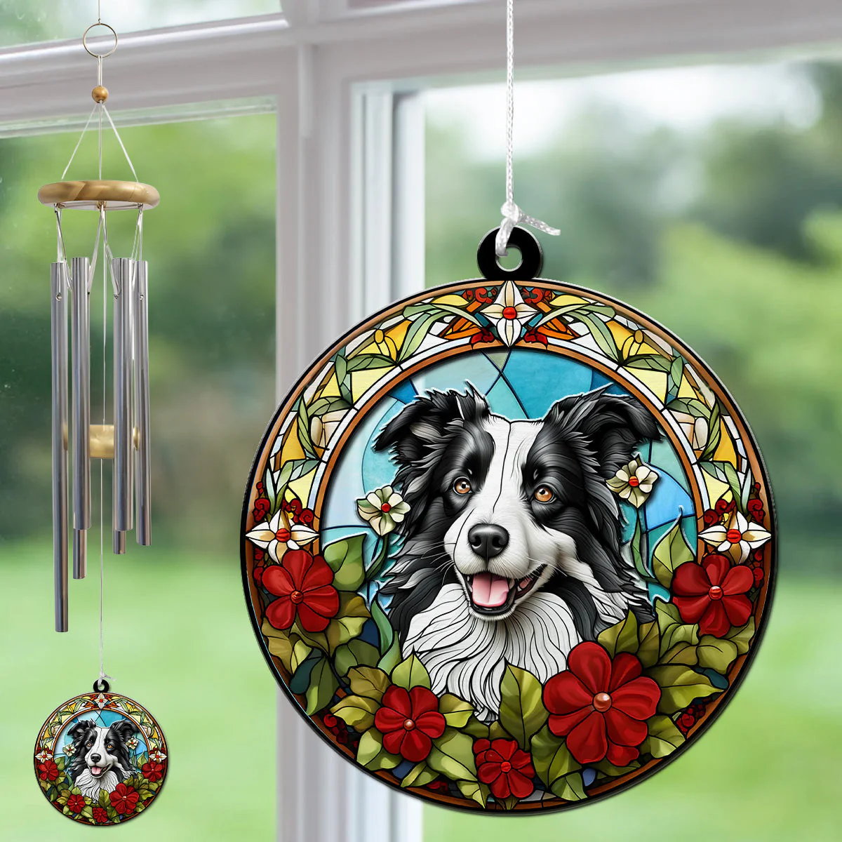 Portrait Lovely Dog - Personalized Custom Suncatcher Wind Chime - Image 5