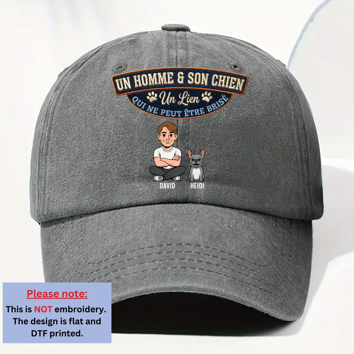Pour Toujours Mon Chien - Casquette En Denim Vintage Délavé Personnalisée - Image 7