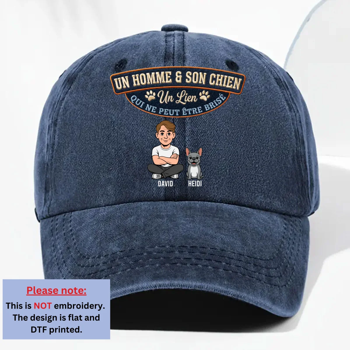 Pour Toujours Mon Chien - Casquette En Denim Vintage Délavé Personnalisée - Image 8