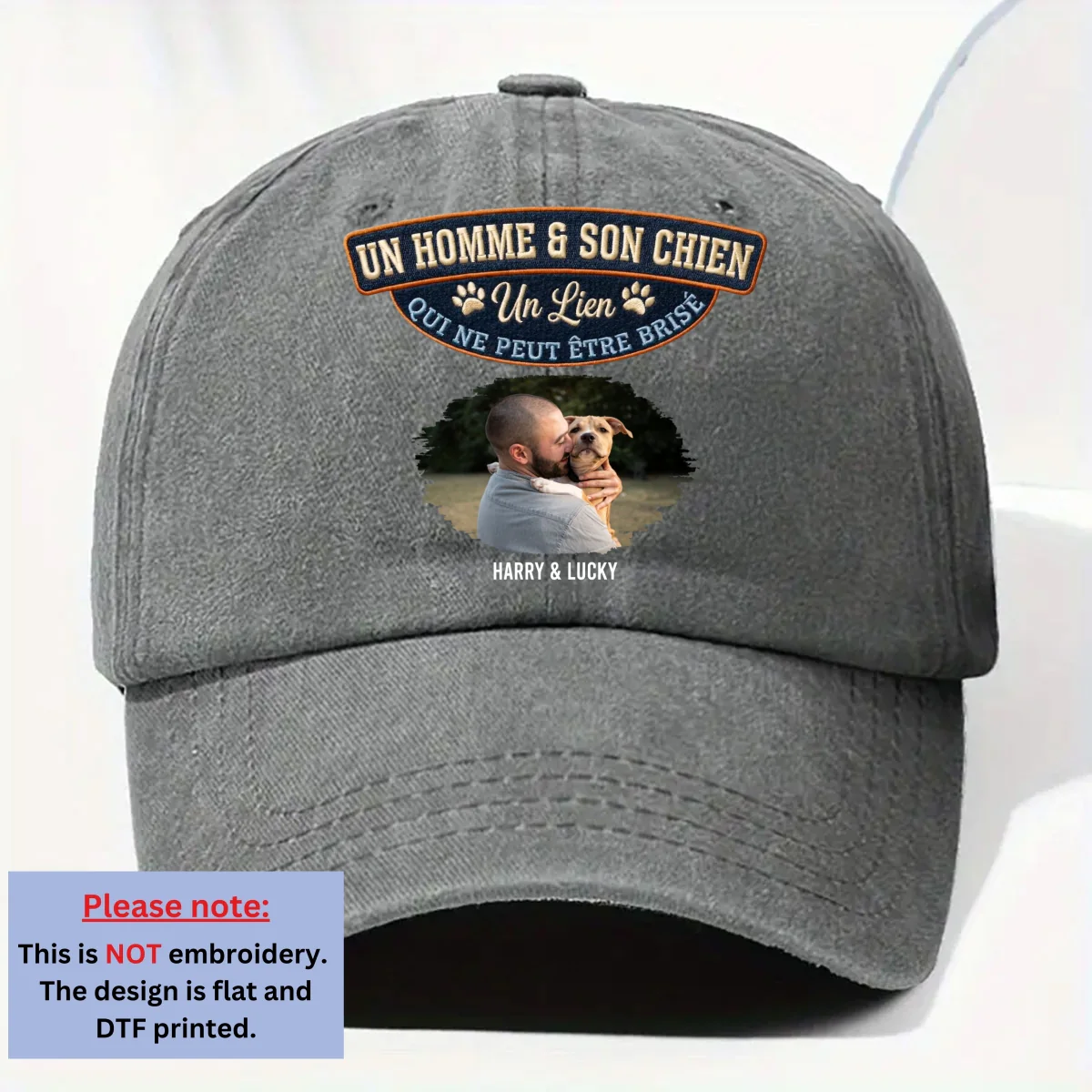 Pour Toujours Mon Chien - Photo De Casquette En Denim Vintage Délavé Personnalisée - Image 4