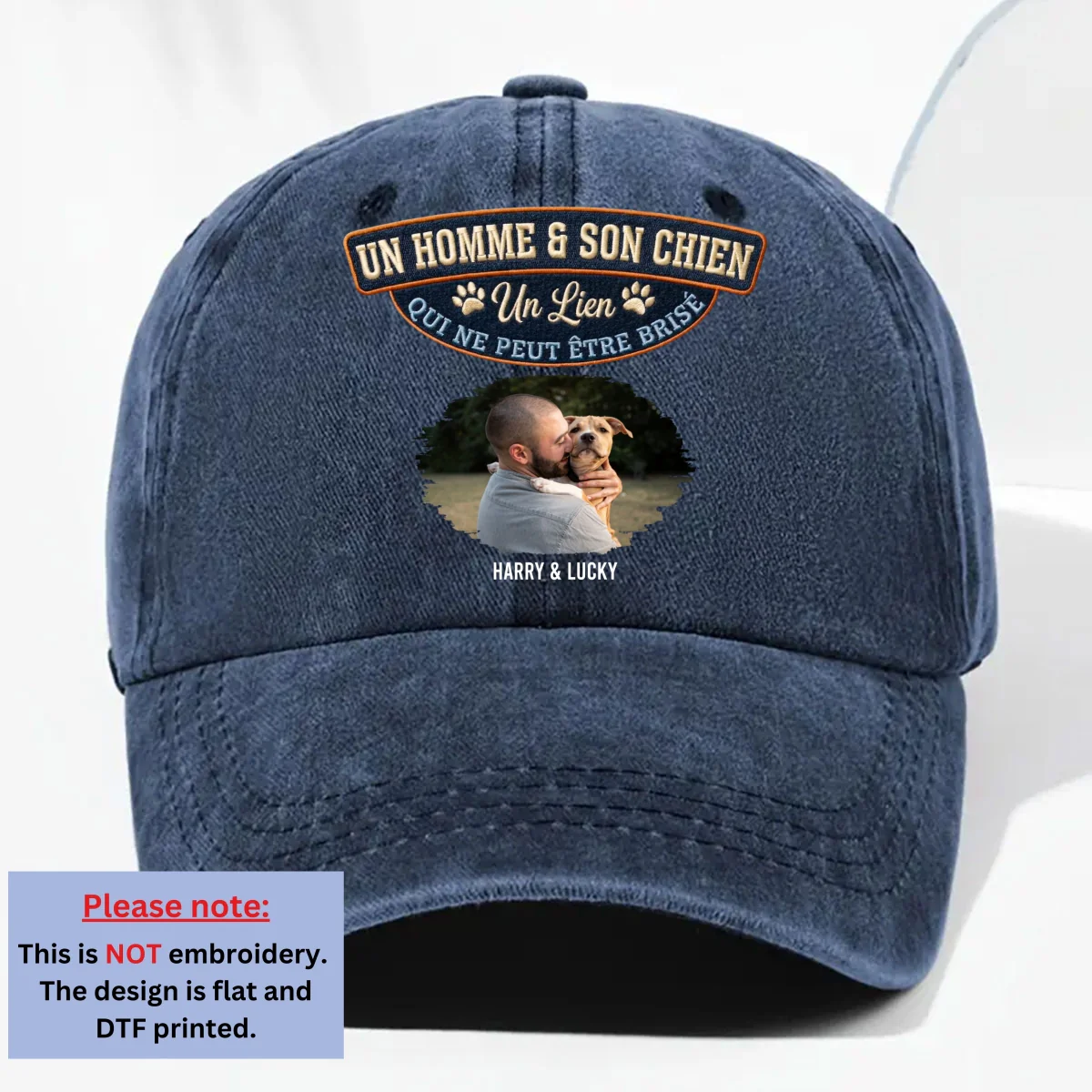 Pour Toujours Mon Chien - Photo De Casquette En Denim Vintage Délavé Personnalisée - Image 5