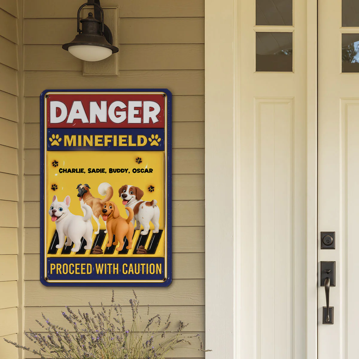 Proceed With Caution Dog - Personalized Custom 3D Inflated Effect Metal Sign - Image 2