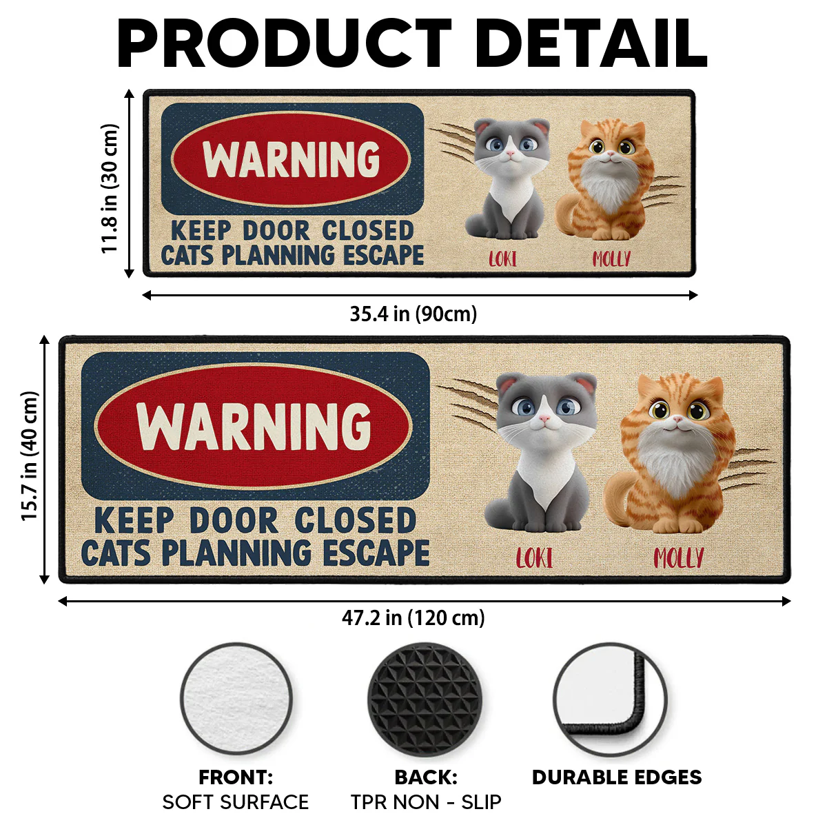 Property Is Protected By Cats - Personalized Custom Runner Rug - Image 7