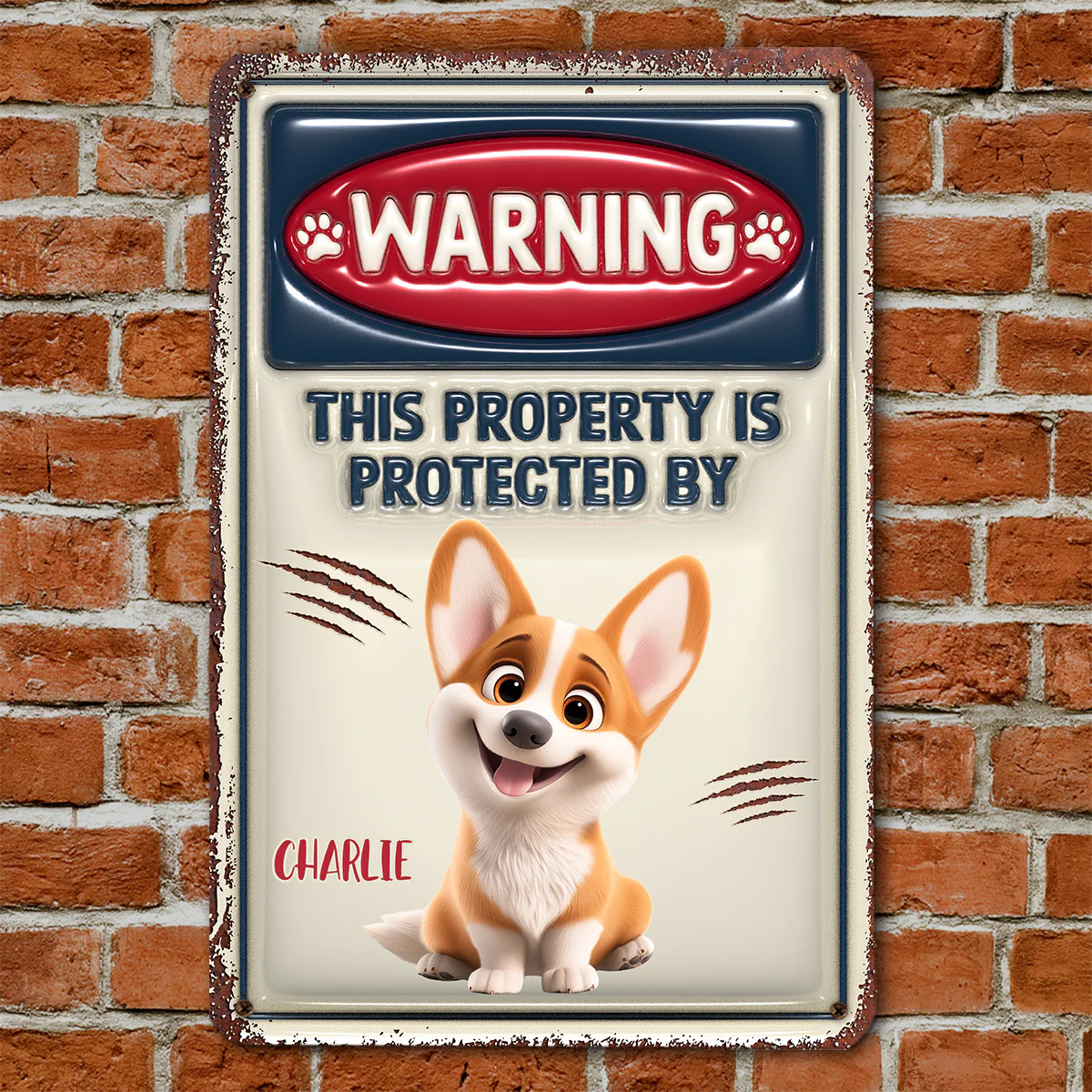 Property Is Protected By Ver Pet - Personalized Custom 3D Inflated Effect Metal Sign - Image 2
