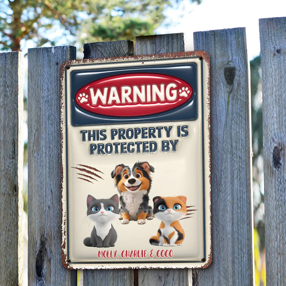 Property Is Protected By Ver Pet - Personalized Custom 3D Inflated Effect Metal Sign - Image 4