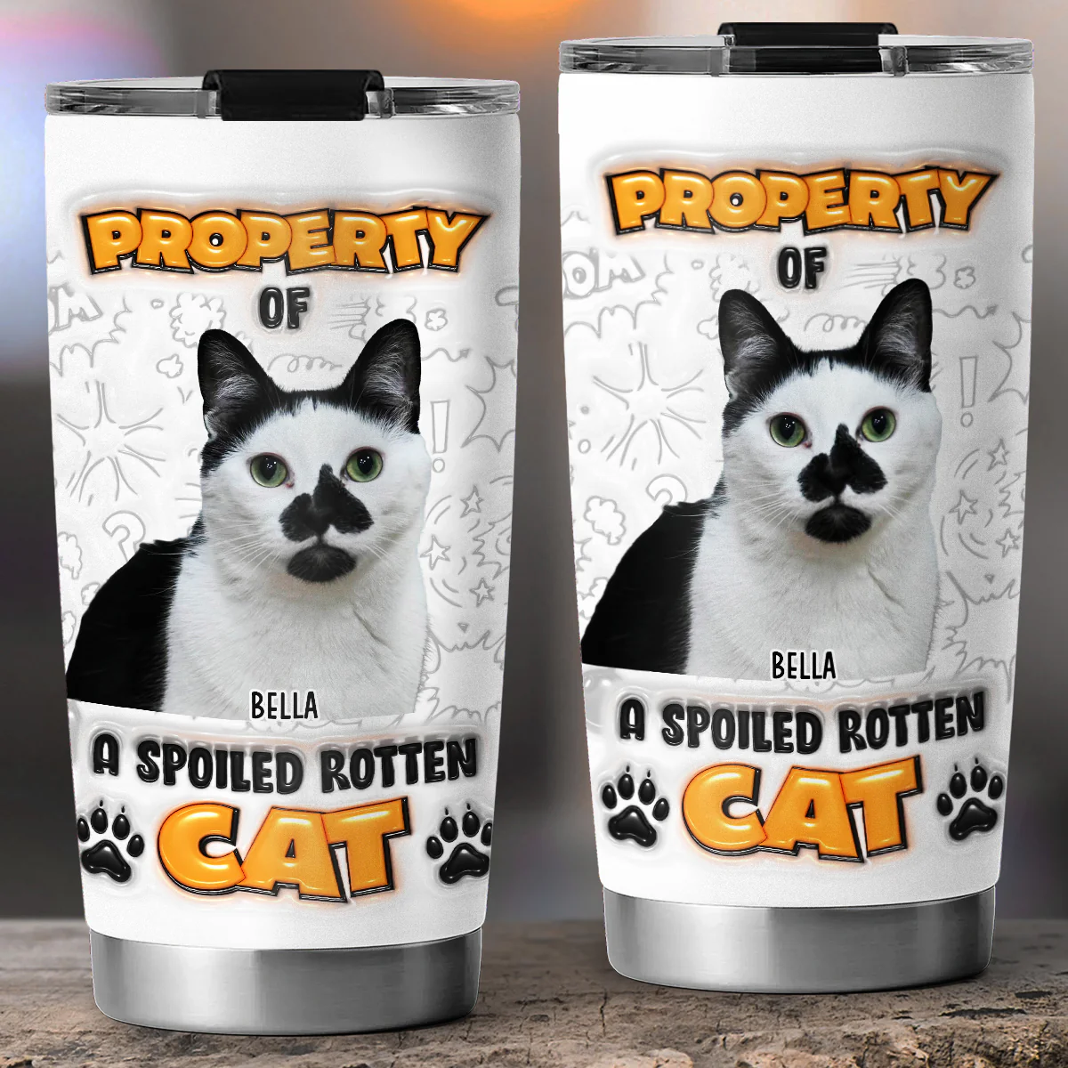 Property Of Chunky Cat Photo - Personalized Custom 3D Inflated Effect Tumbler - Image 4