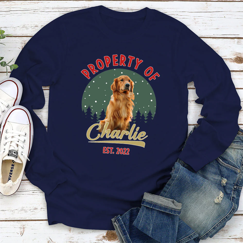 Property Of Funny Dogs Photo - Personalized Custom Long Sleeve T-Shirt - Image 2