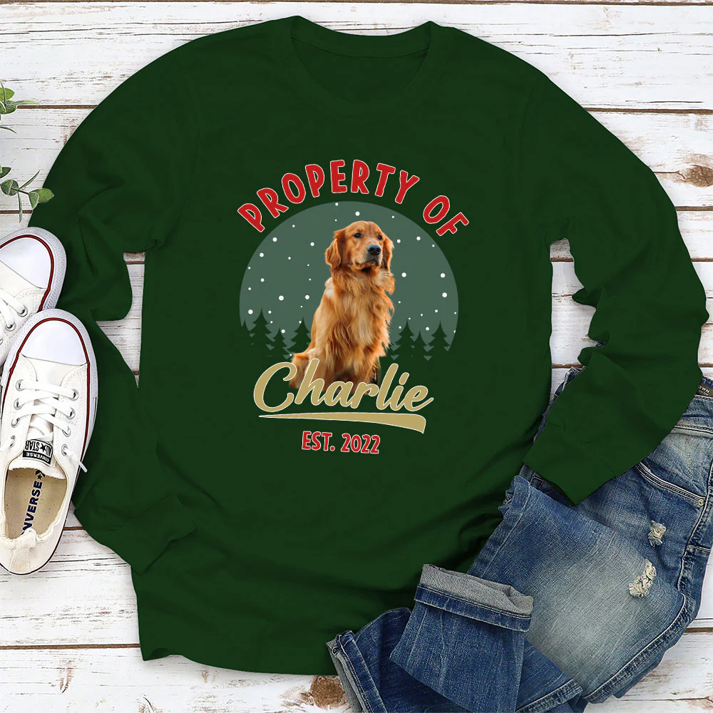 Property Of Funny Dogs Photo - Personalized Custom Long Sleeve T-Shirt - Image 3