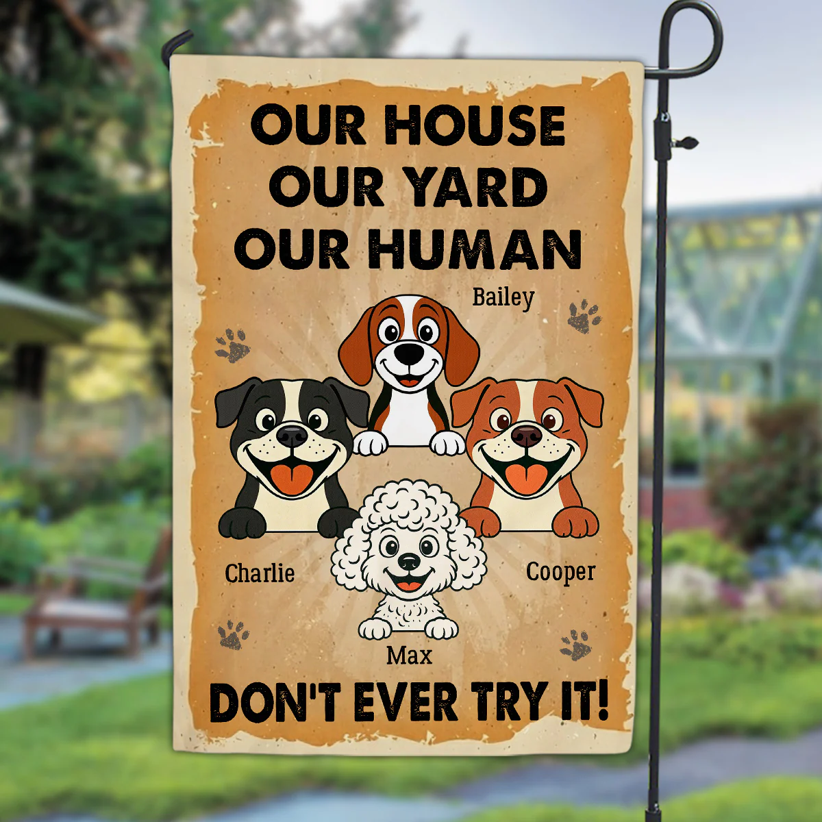 Property Of Retro Dogs - Personalized Custom Flag - Image 2
