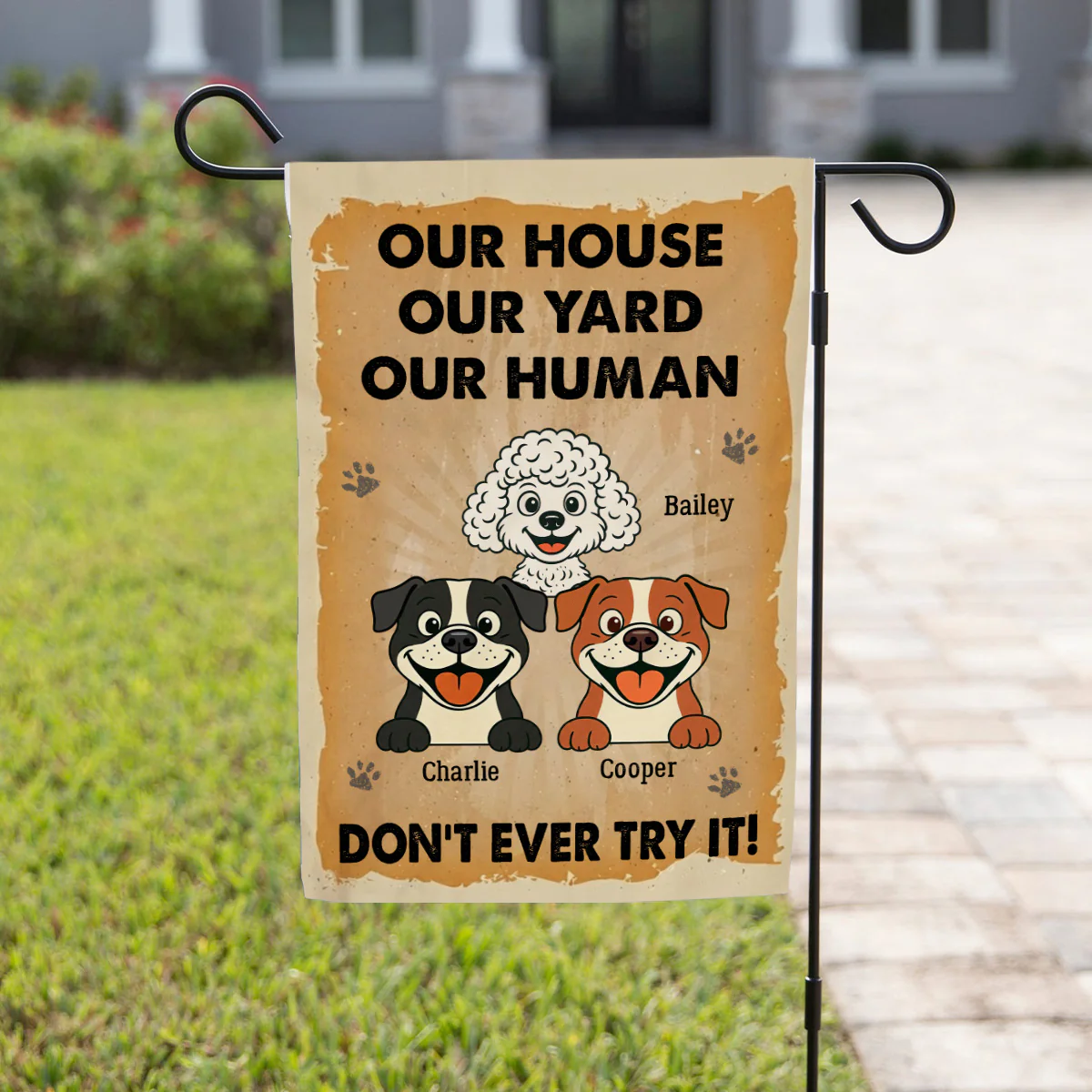 Property Of Retro Dogs - Personalized Custom Flag - Image 3