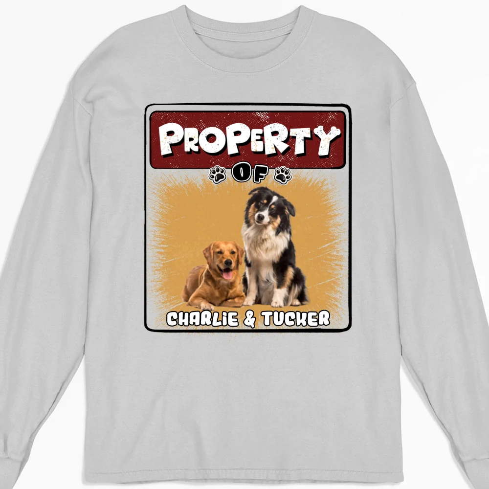 Property Of Story Dog Photo - Personalized Custom Long Sleeve T-Shirt - Image 2