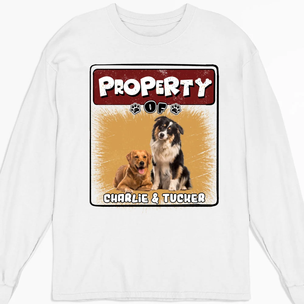 Property Of Story Dog Photo - Personalized Custom Long Sleeve T-Shirt - Image 3