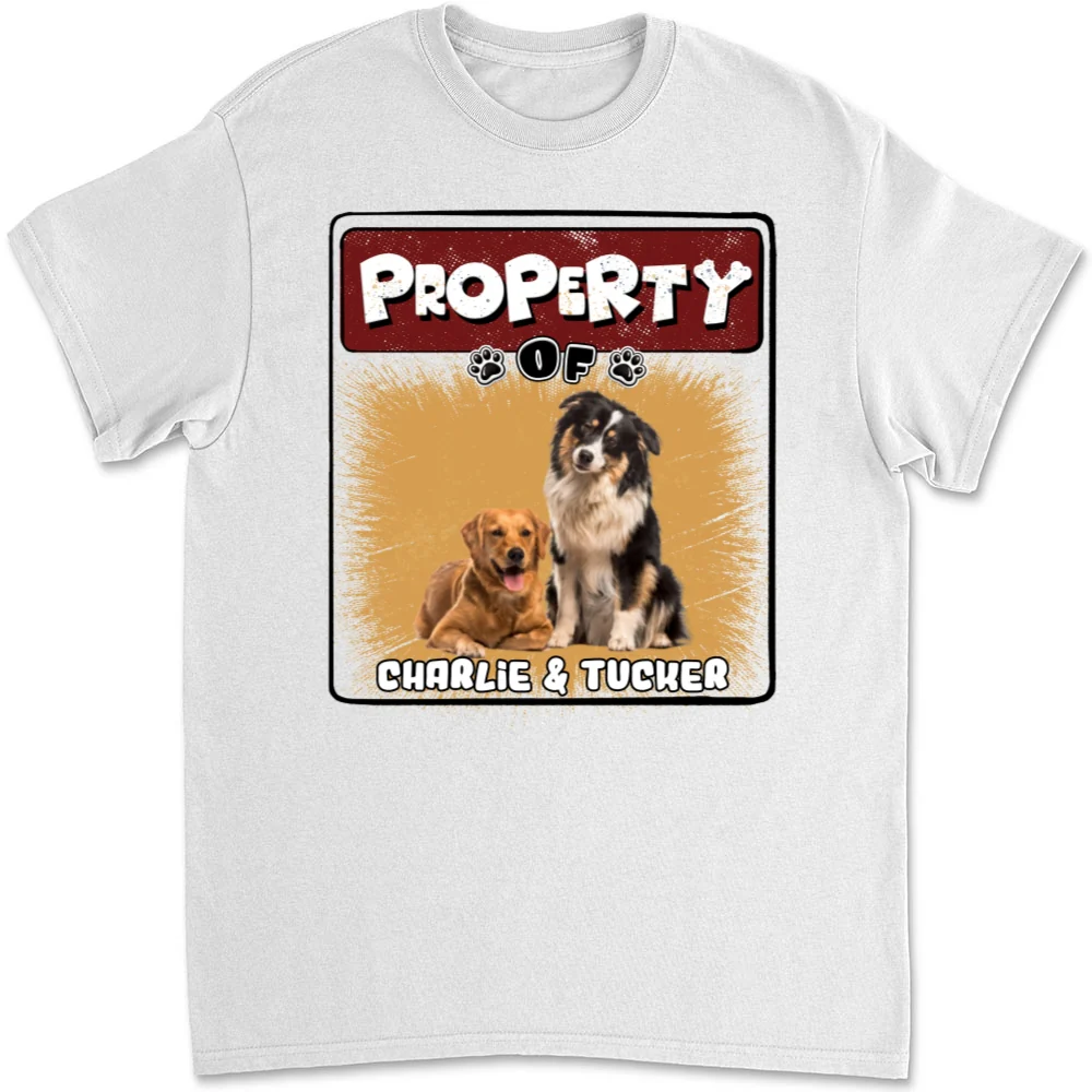 Property Of Story Dog Photo - Personalized Custom Unisex T-Shirt - Image 3
