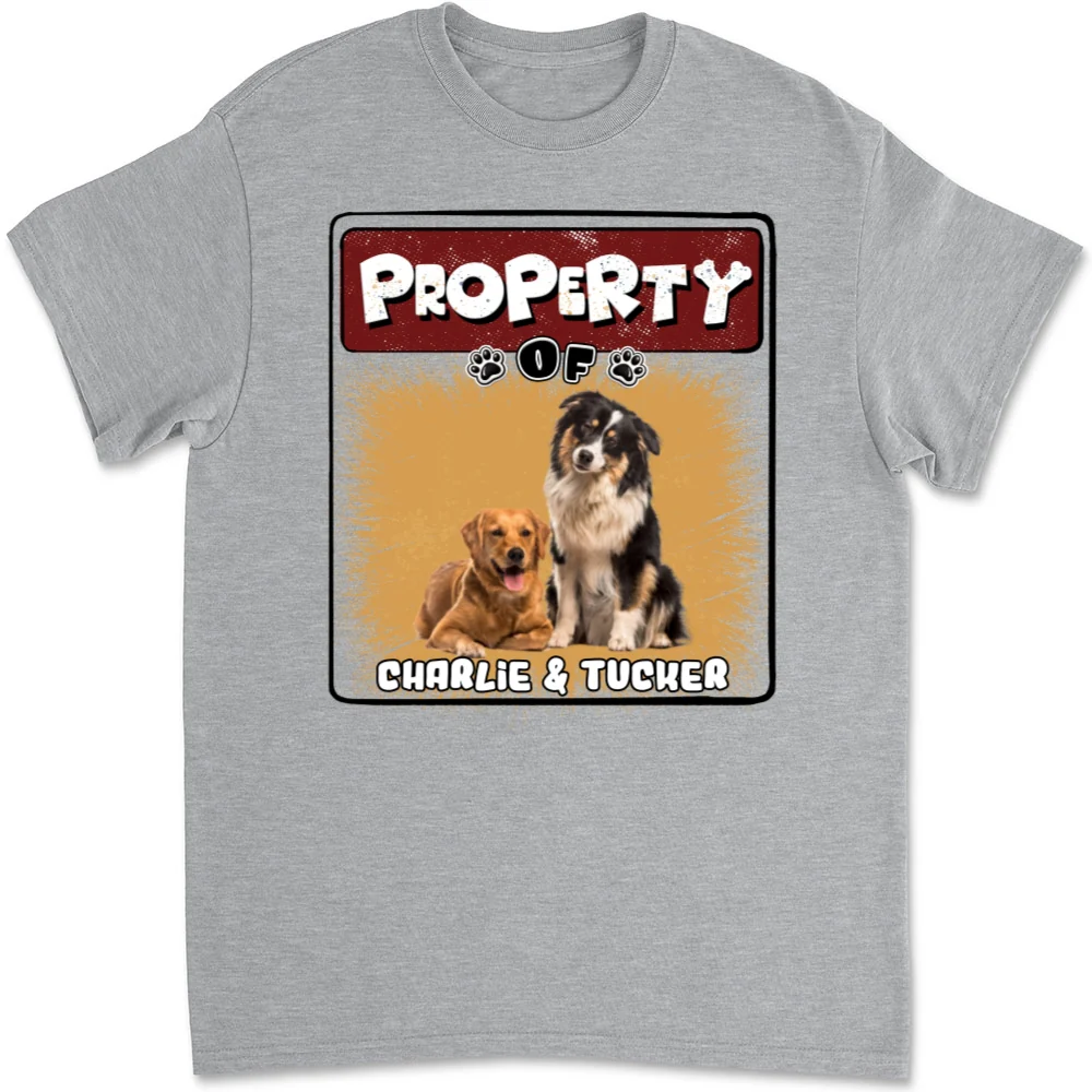 Property Of Story Dog Photo - Personalized Custom Unisex T-Shirt - Image 4