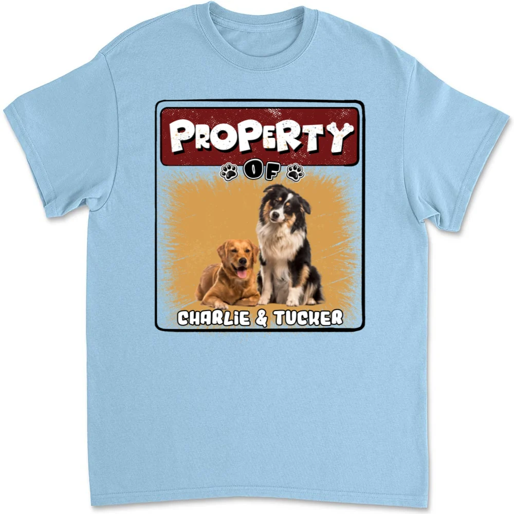 Property Of Story Dog Photo - Personalized Custom Unisex T-Shirt - Image 5