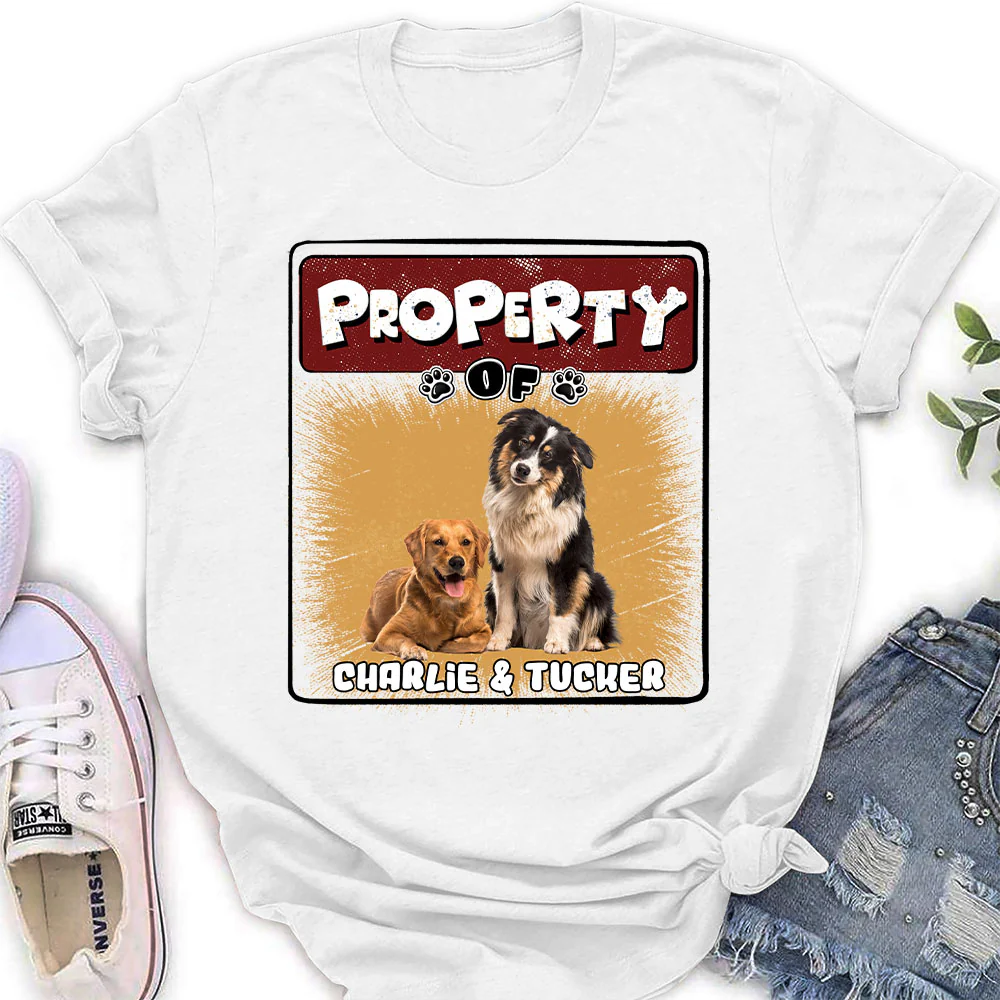 Property Of Story Dog Photo - Personalized Custom Women's T-Shirt - Image 2