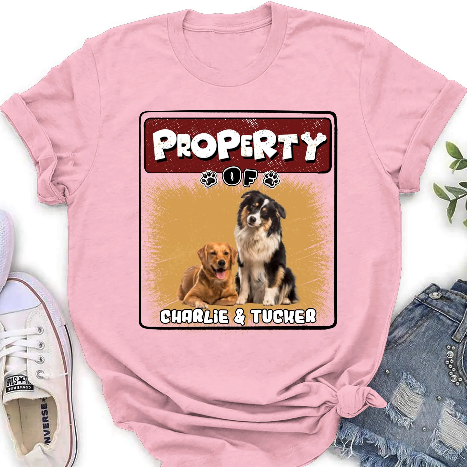 Property Of Story Dog Photo - Personalized Custom Women's T-Shirt - Image 5