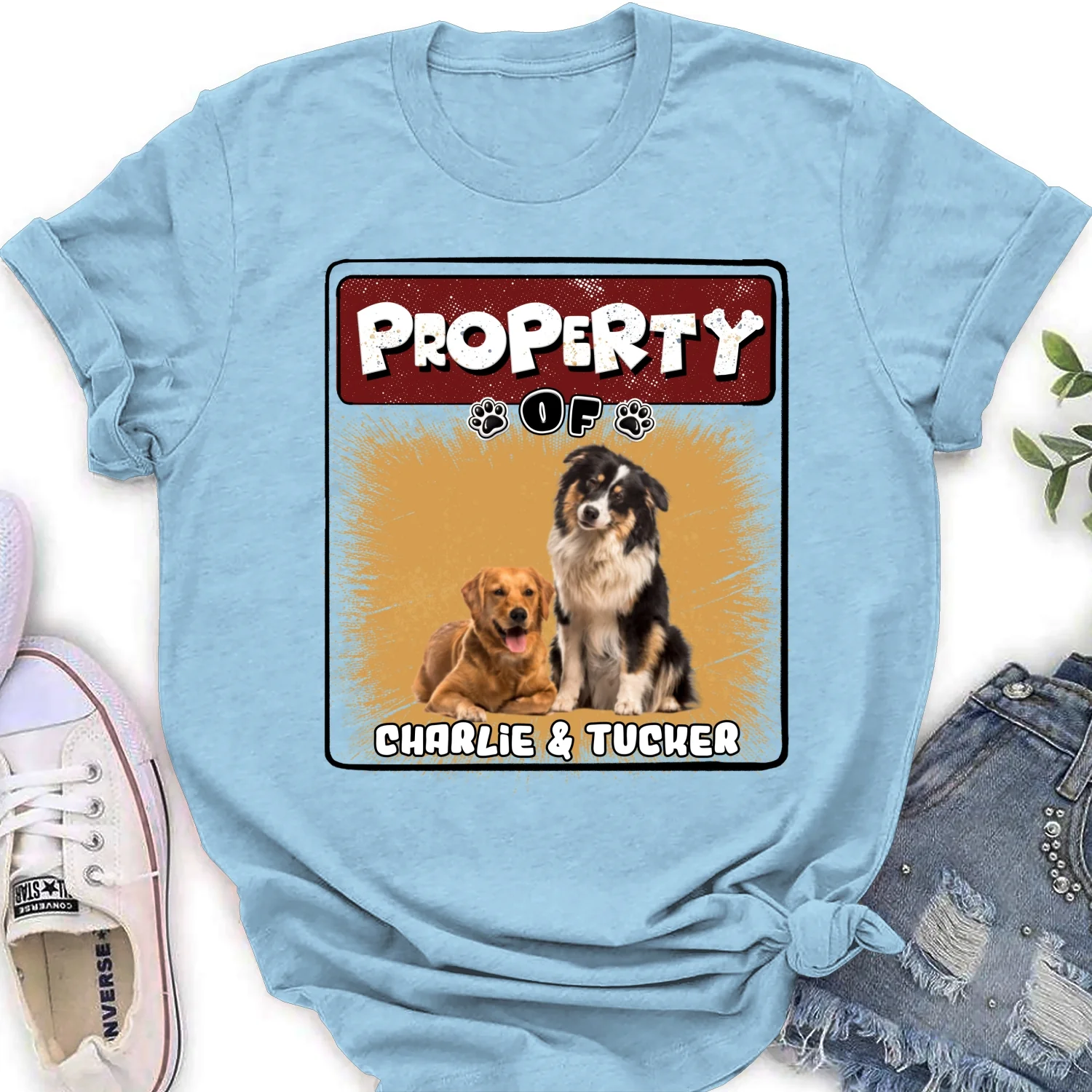 Property Of Story Dog Photo - Personalized Custom Women's T-Shirt - Image 6