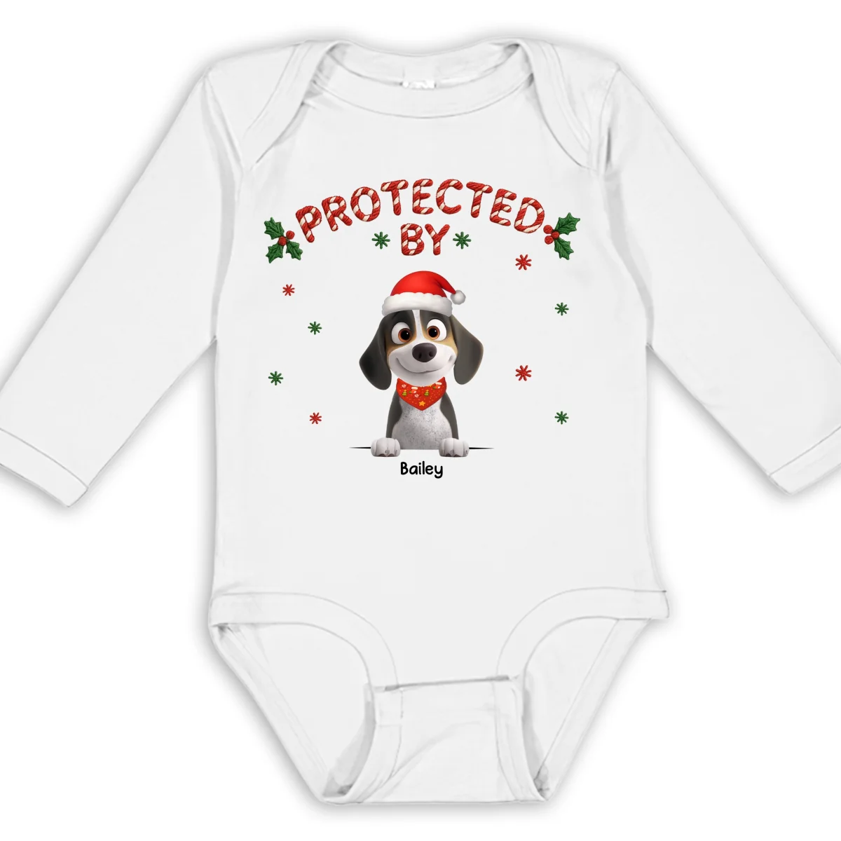 Protect By Lovely Dog - Personalized Custom Long Sleeve Baby Onesie - Image 6