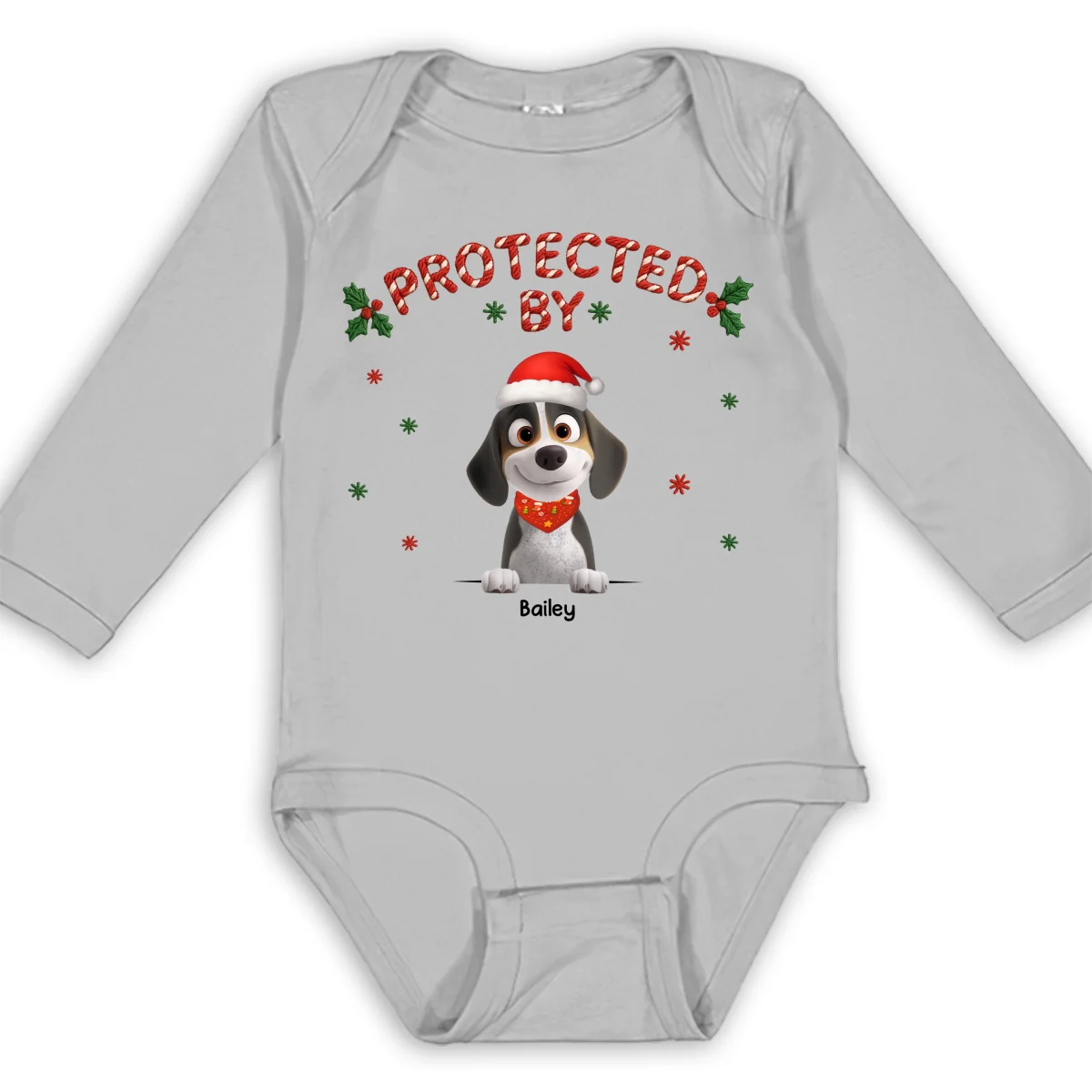 Protect By Lovely Dog - Personalized Custom Long Sleeve Baby Onesie - Image 7