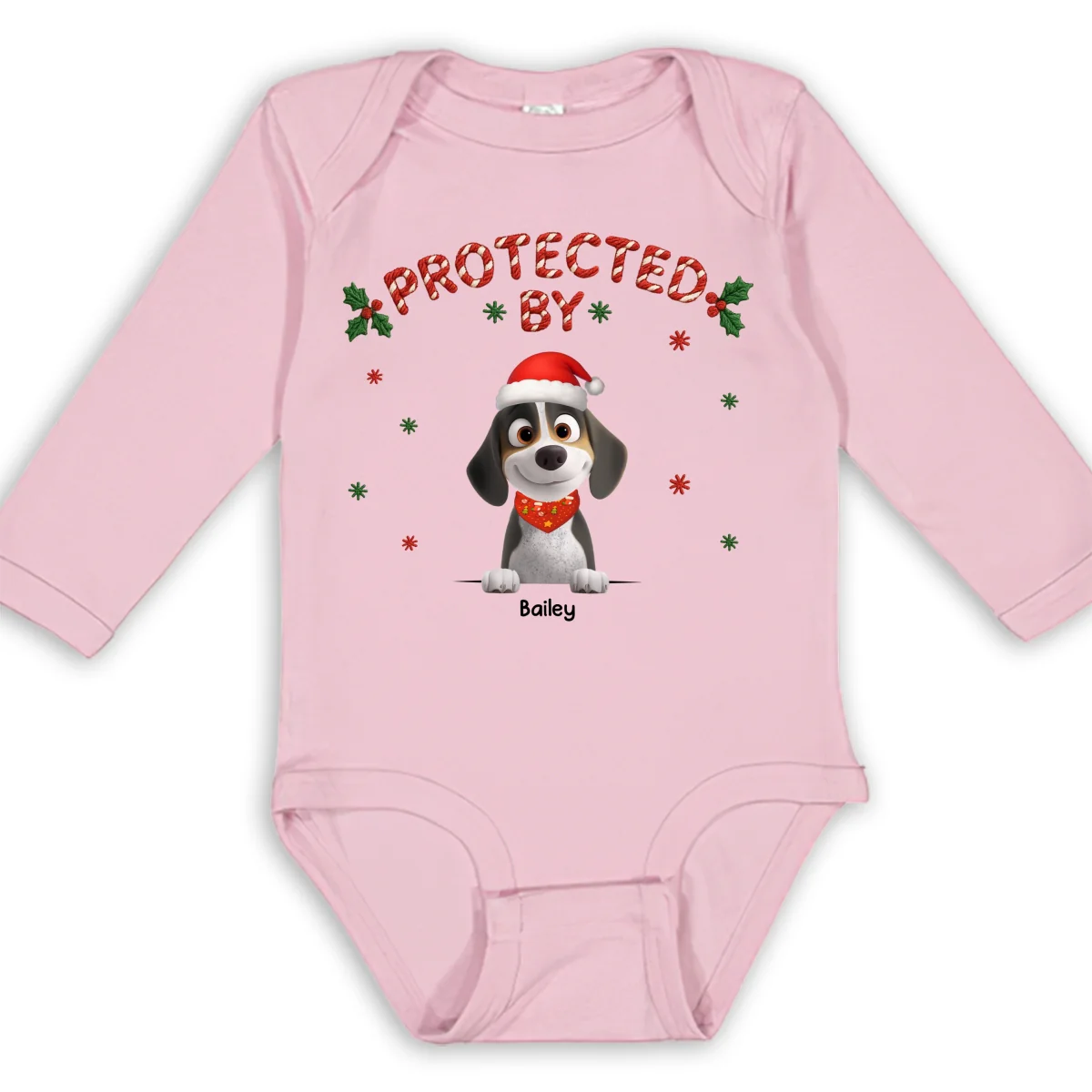 Protect By Lovely Dog - Personalized Custom Long Sleeve Baby Onesie - Image 9