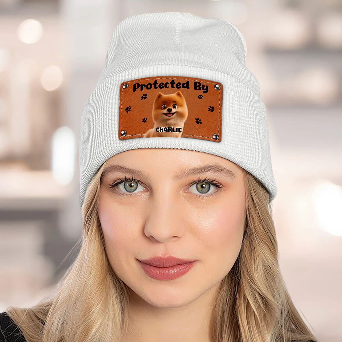 Protected By Lovely Dogs - Personalized Custom Beanie - Image 4
