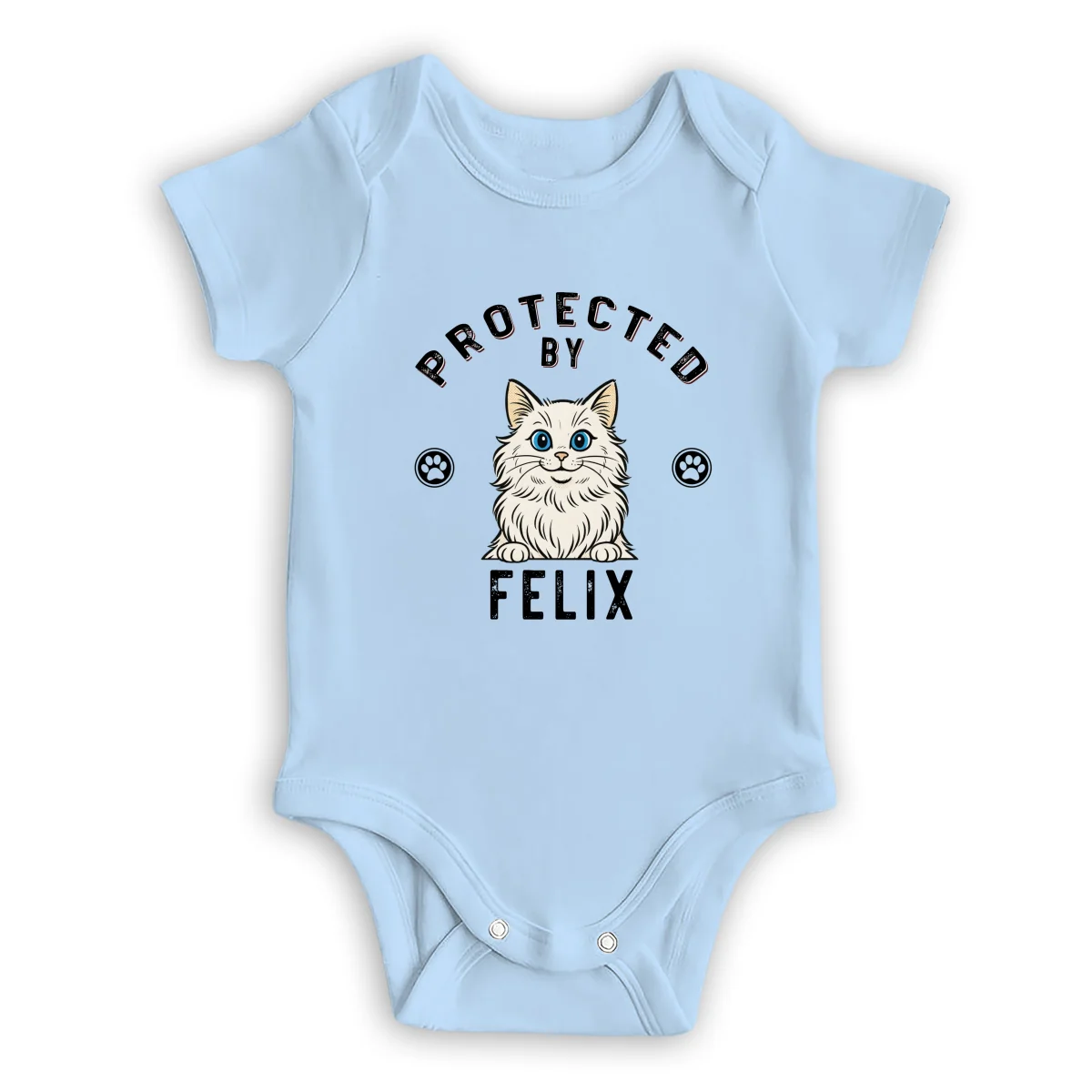 Protected By Cat Retro - Personalized Custom Baby Onesie - Image 8