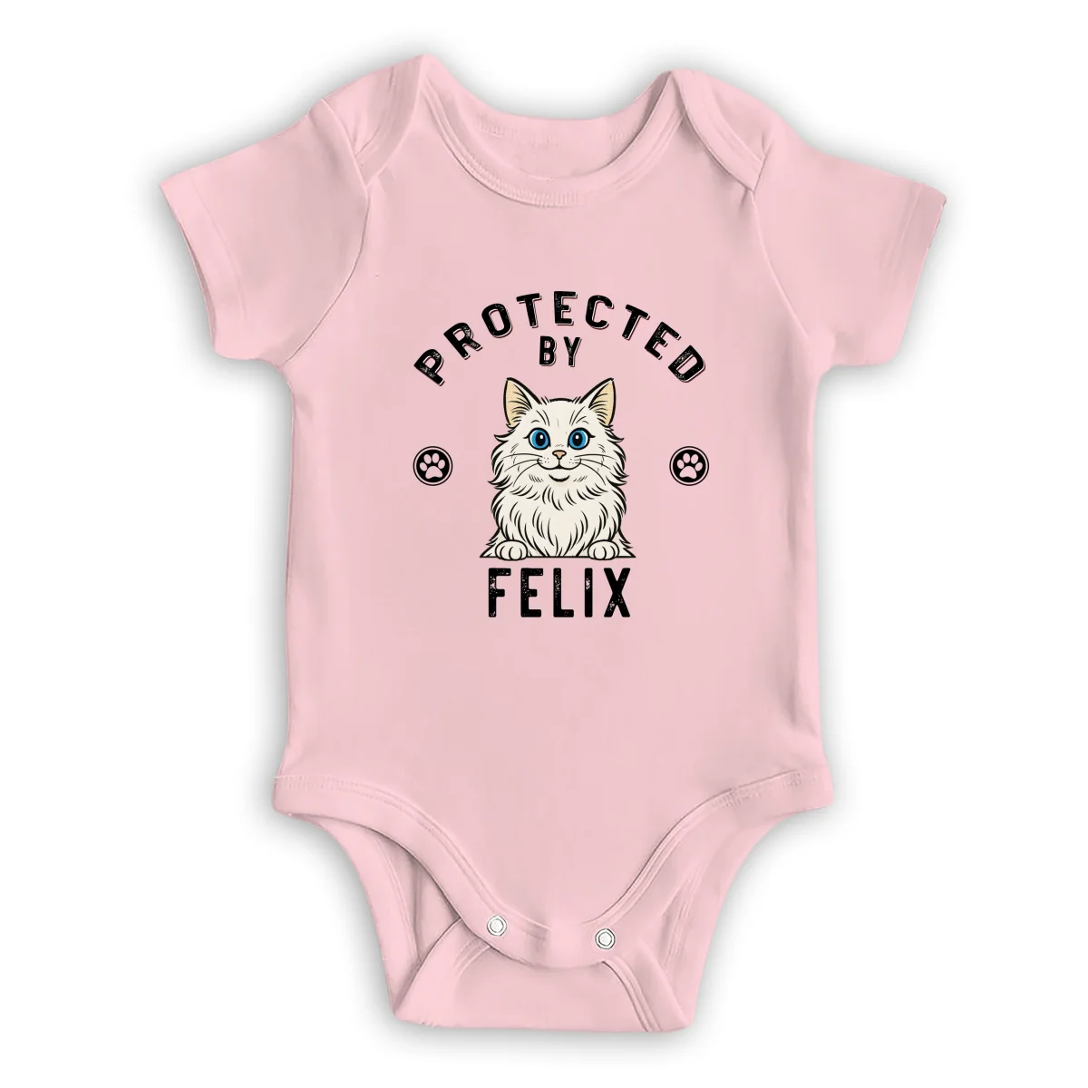 Protected By Cat Retro - Personalized Custom Baby Onesie - Image 9