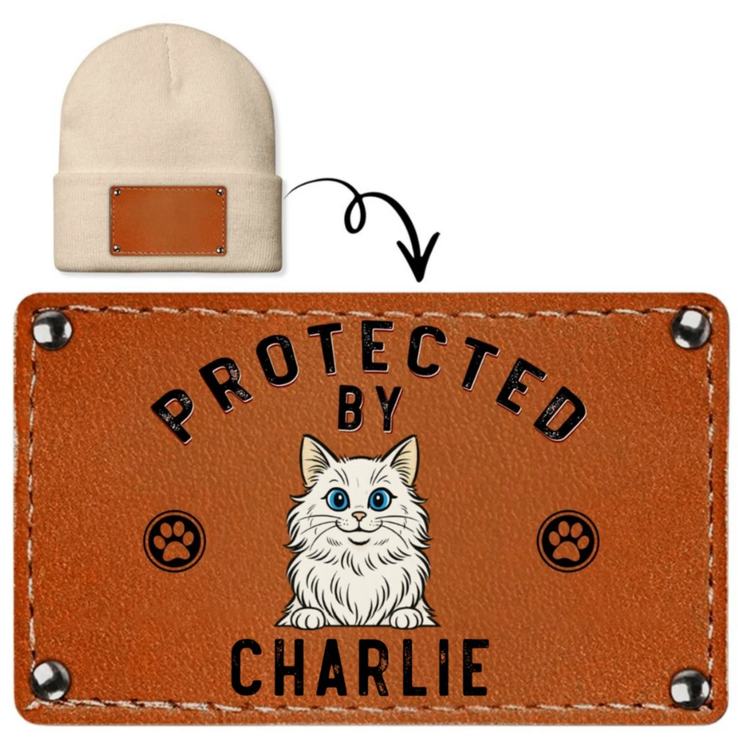 Protected By Cat Retro - Personalized Custom Beanie - Image 7