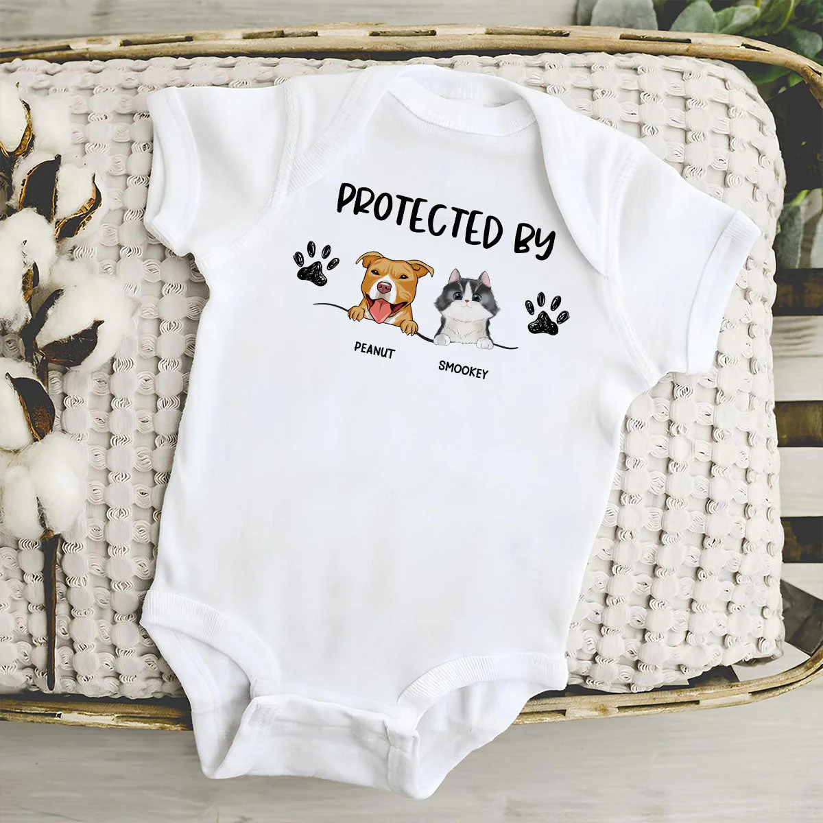 Protected By Dog - Personalized Custom Baby Onesie - Image 3