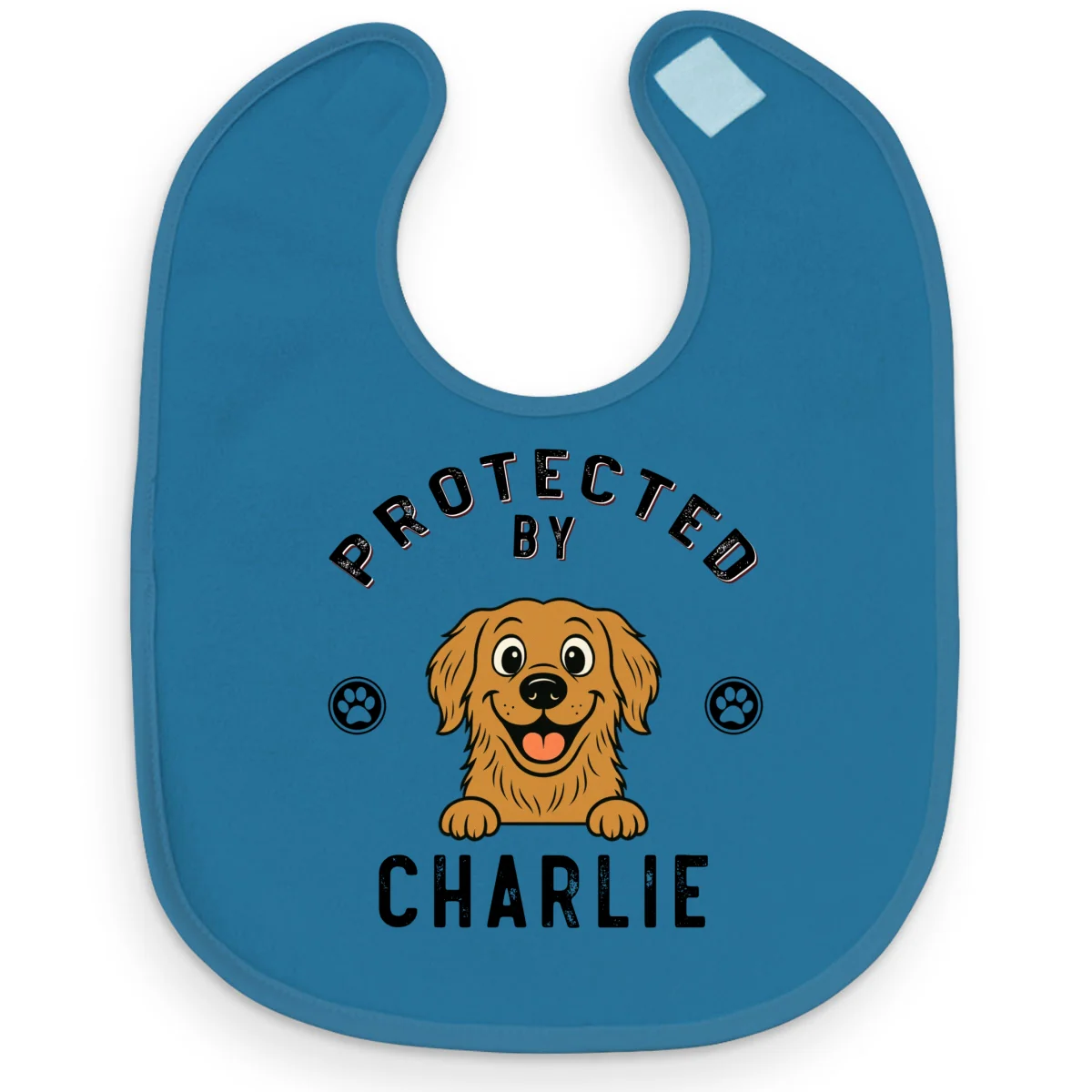 Protected By Dog Retro - Personalized Custom Baby Bib - Image 11