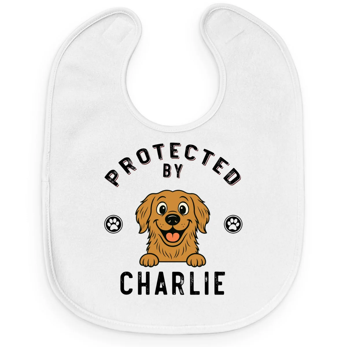 Protected By Dog Retro - Personalized Custom Baby Bib - Image 9