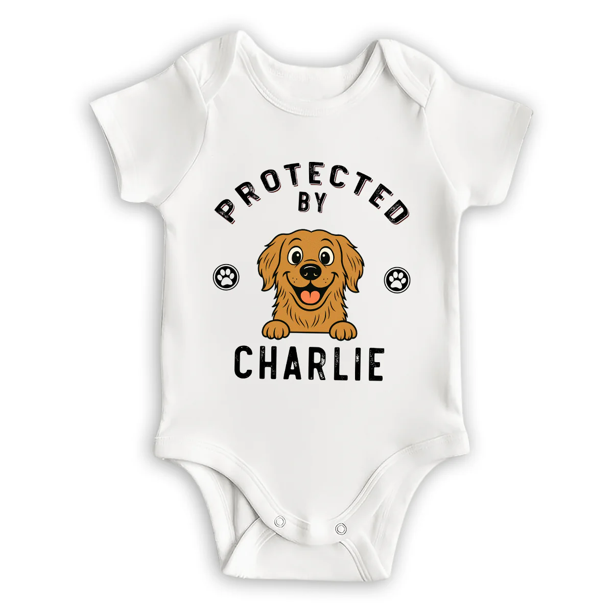 Protected By Dog Retro - Personalized Custom Baby Onesie