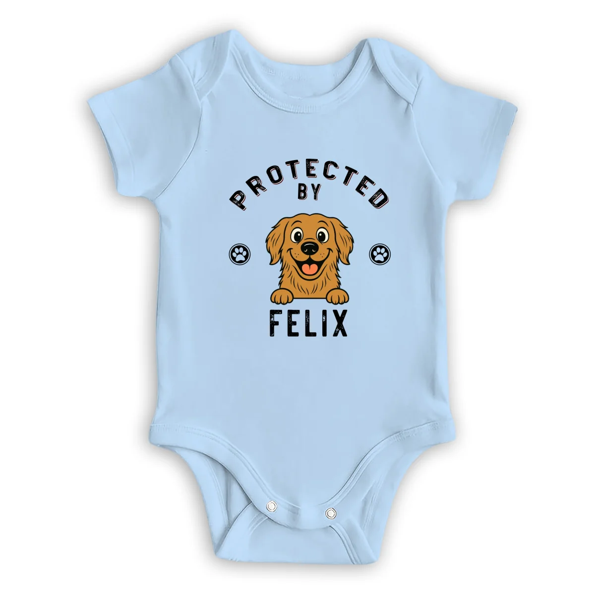 Protected By Dog Retro - Personalized Custom Baby Onesie - Image 8