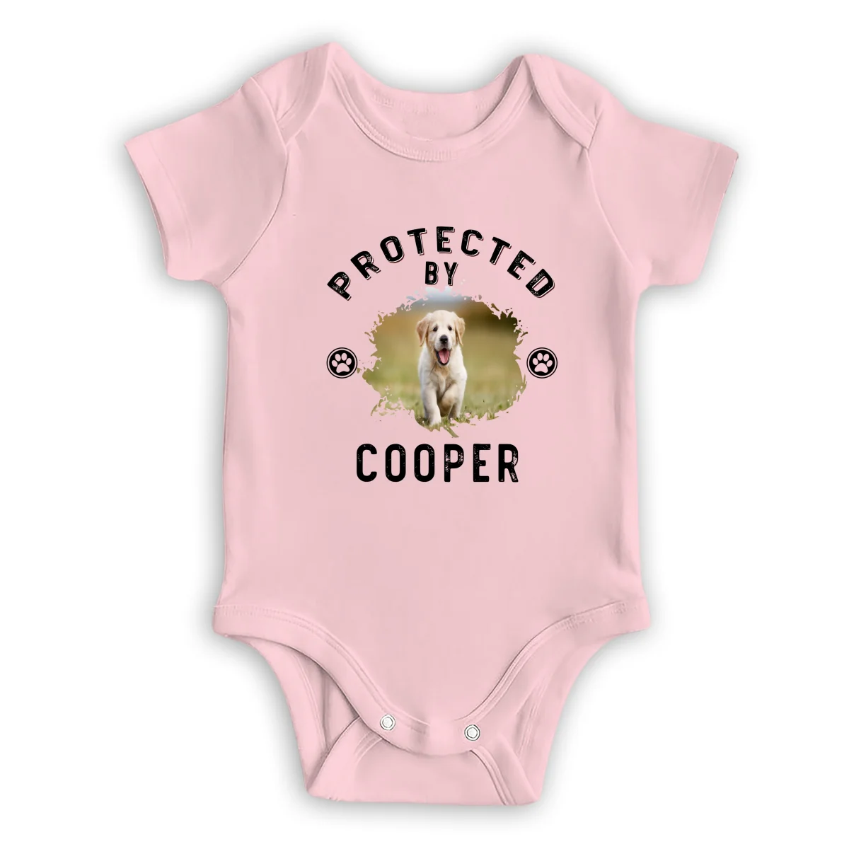 Protected By Dog Retro Photo - Personalized Custom Baby Onesie - Image 9