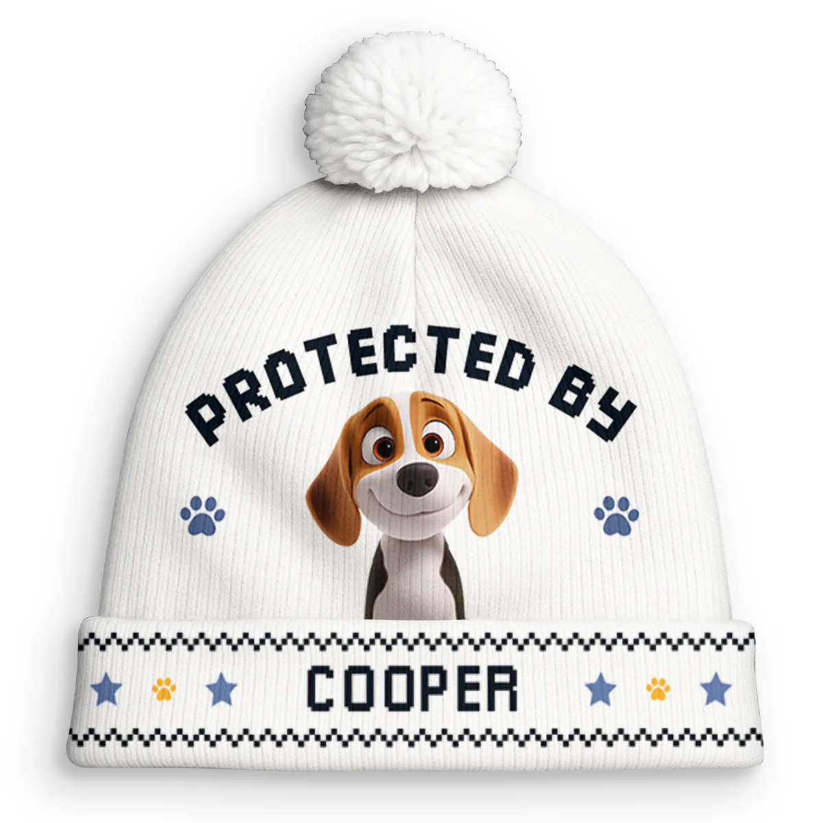 Protected By Lovely Dogs - Personalized Custom Bobble Beanie Hat